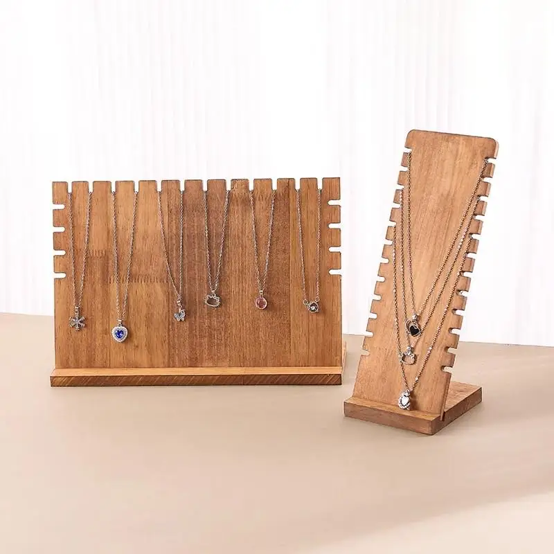 القلائد على شكل حرف L الحامل عرض الجوز اللون الخشب موضة قلادة خشبية إطار عرض المجوهرات الدعائم القلائد رف المجوهرات