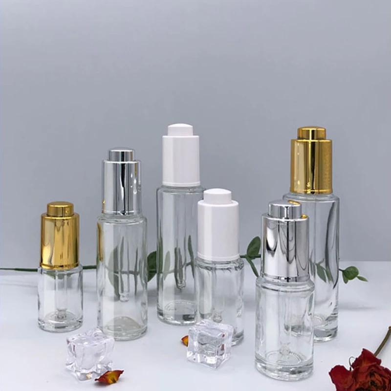 15/20/30/50 مللي زجاجة قطارة زجاجية قابلة لإعادة الملء الزيوت الأساسية العطور زجاجات مستحضرات التجميل الفارغة غطاء نوع الضغط