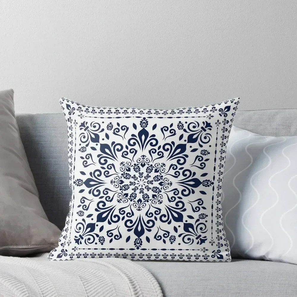 Oriental Damask blue on white Throw Pillow Cushion Cover Set Cushions Christmas Pillow Pillowcases Cushion Covers Sofa pillow