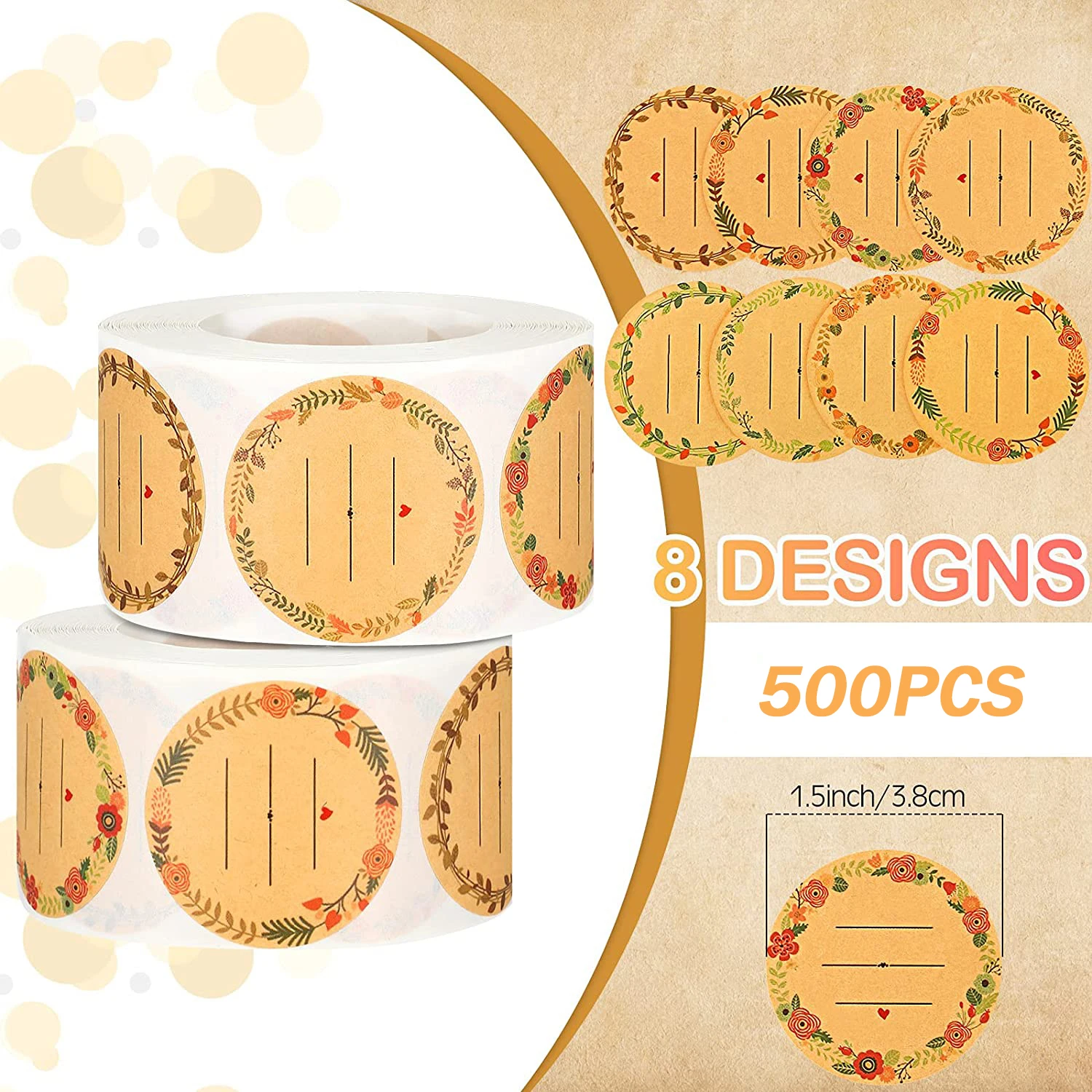 500pcs Retro Kraft Paper Labels Stickers Blank Writable Sealing Labels for Gift Decor Jar Food Classification Sticker Stationery