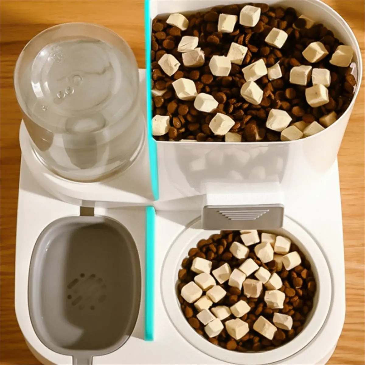 *A91P Cat Feeder and Water Dispenser, 2 in 1 Automatic Pet Care System, Large Capacity for Small to Medium Dogs and Cats