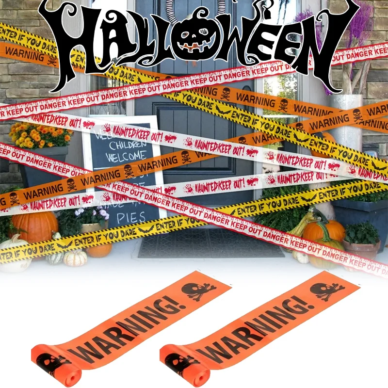 Halloween Warning Caution Tape Fake Blood Splatter Danger Barrier for Haunted House Horror Party Outdoor Scary Decor