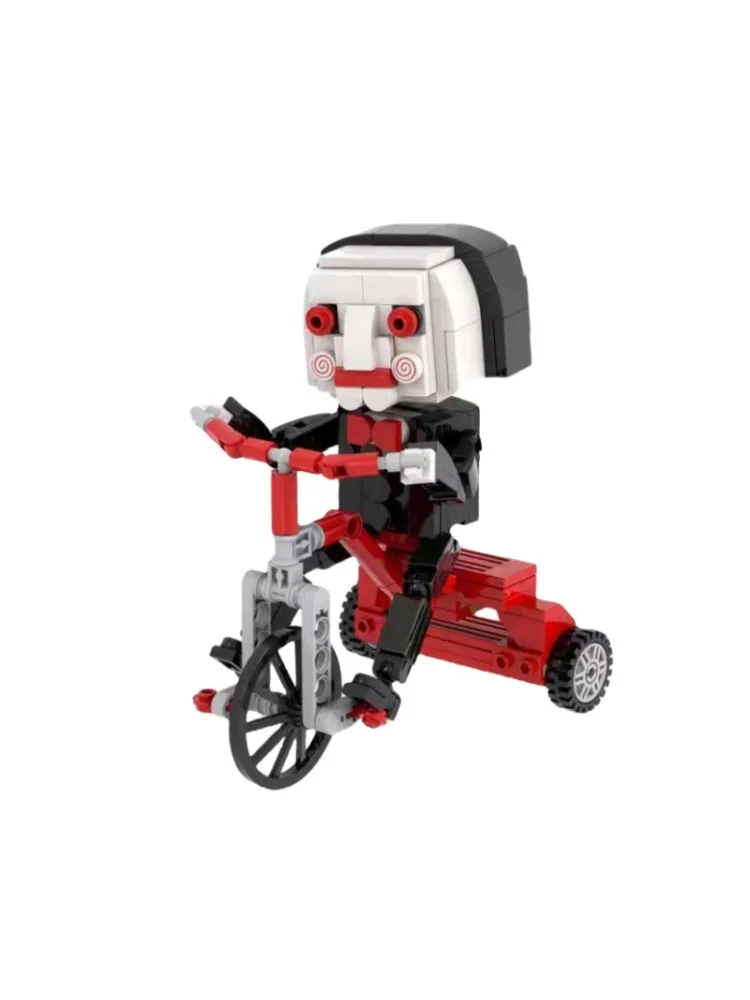 AliExpress Hot CLassic Horror Movie Chainsaw Scary Puppet Billy Doll Building Blocks Murderer with Bicycle Action Figure Puzzle Toy Gift
