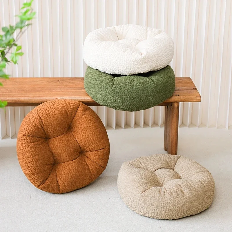 

Подушка для офисного сиденья на флисовой подкладке, нескользящая теплая напольная подушка, однотонный коврик татами, удобный противоскользящий декор для домашнего офиса