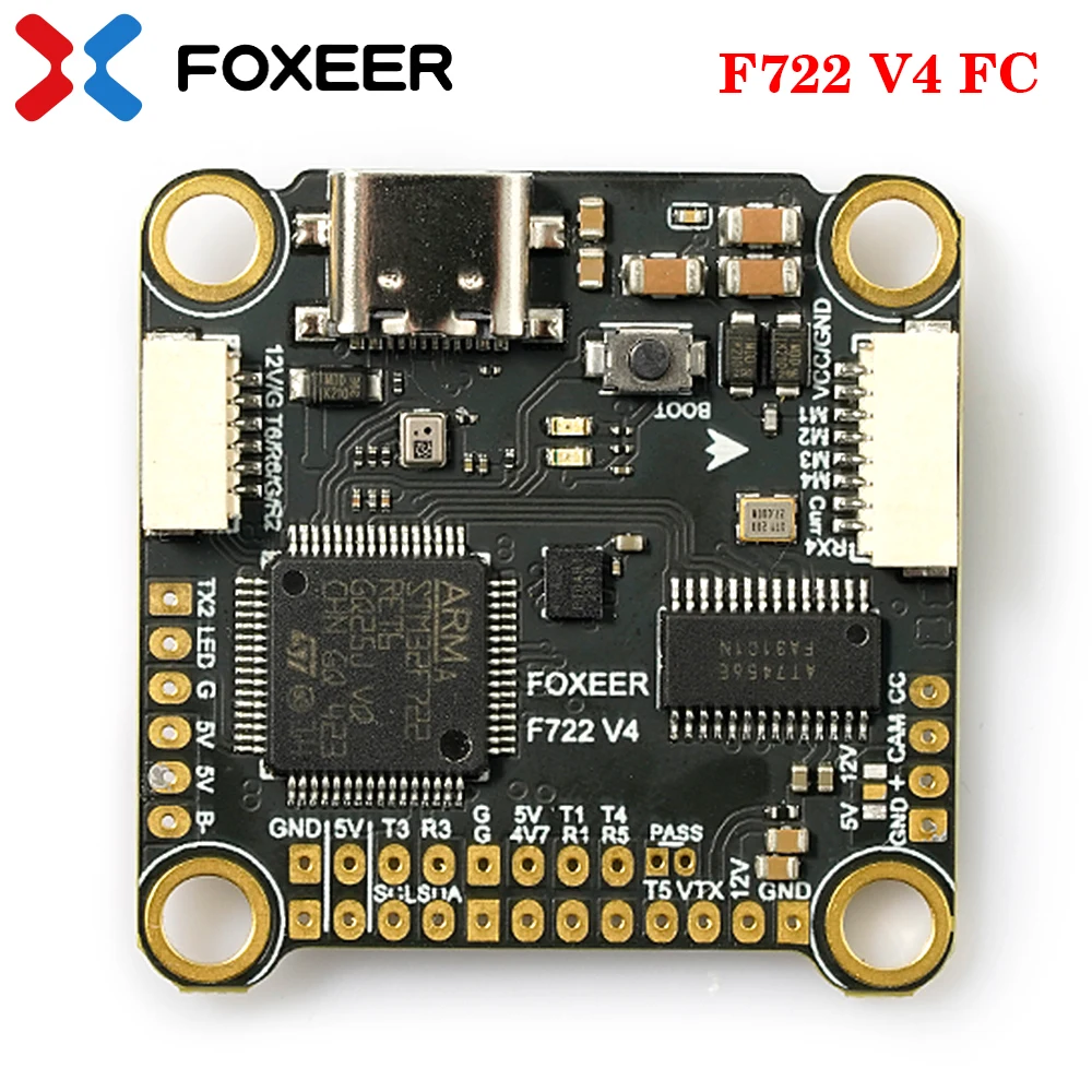 

FOXEER F722 V4 Flight Controller ICM42688 Barometer OSD Black Box 16M, BEC DC5V/3A DC12V/3A 4-6S Lipo for RC FPV Racing Drone