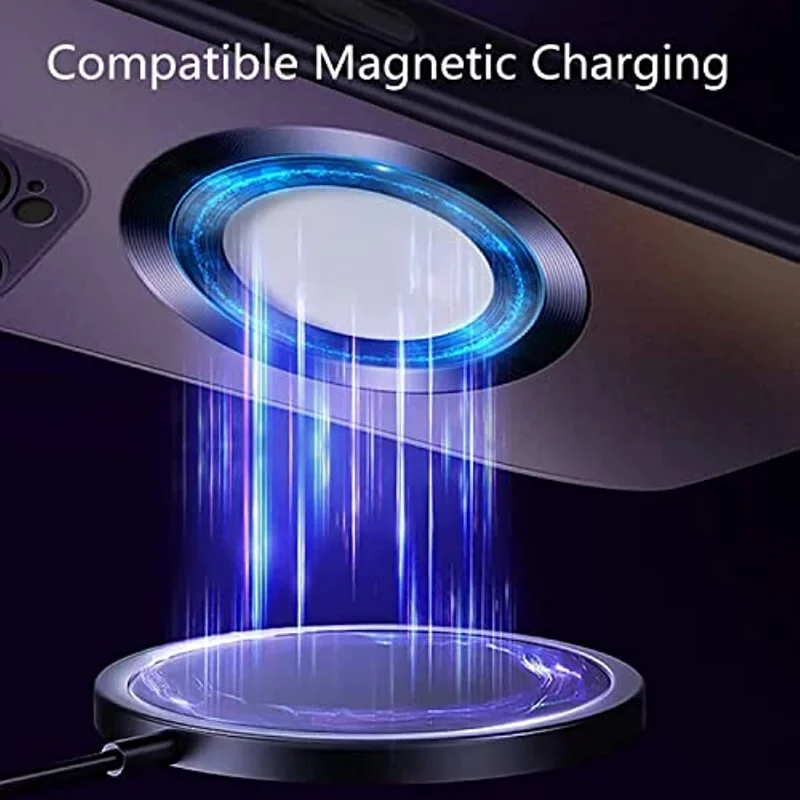 Magnetic AG Glass Frosted Case with Camera Lens Protector for iPhone 14/13Plus/Pro/Pro Max,  Anti-Fingerprint