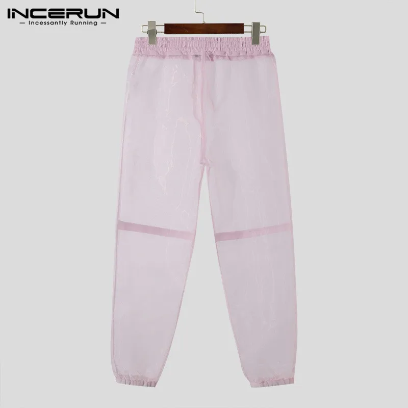 INCERUN-Men's Perspective Mesh Calças Compridas, Casual Party Shows, Calça Masculina Bem Encaixada, Calças Estilo Americano, Novo, S-5XL, 2022