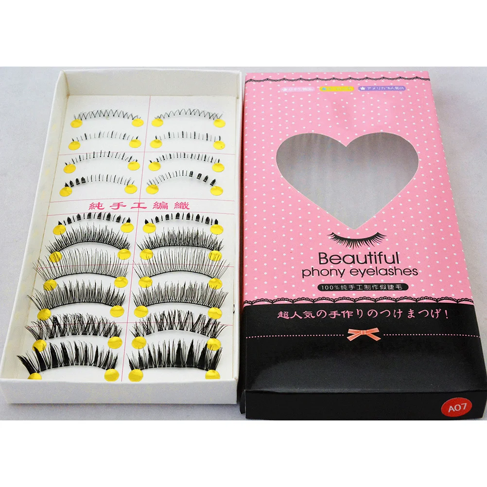 

10Pairs Handmade Mixed Style Strip Thick Long Natural Curly Japanese Fluctuation Fake Eyelash Upper Lower False