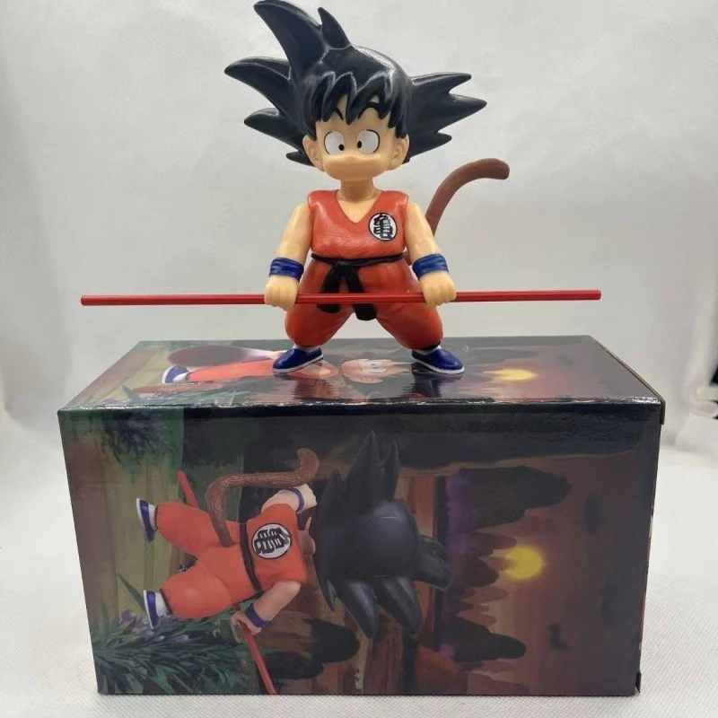 

Dragon Ball Childhood Goku Holding a Stick Figure, 2D Anime Figurine, Office and Car Decoration Model, Gift