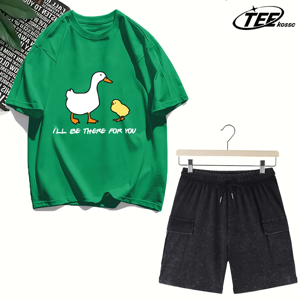 

Goose Will Be There For You T Shirt Men Comfortable Loose Tee Summer Casual Fashion Short Set Unisex Cotton All-Match Clothes