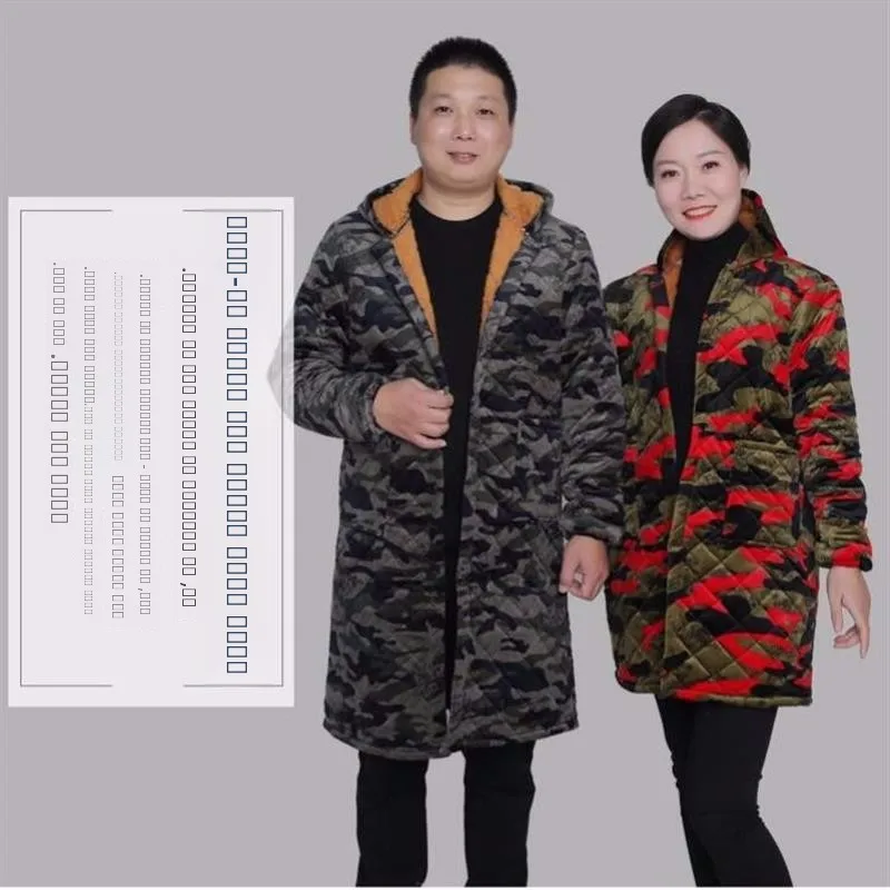 سترة عمال بغطاء للرأس مبطنة من Thiened Fce للرجال والنساء بالإضافة إلى معطف مبطن بالقطن مع كيتس في منتصف العمر وكبار السن...