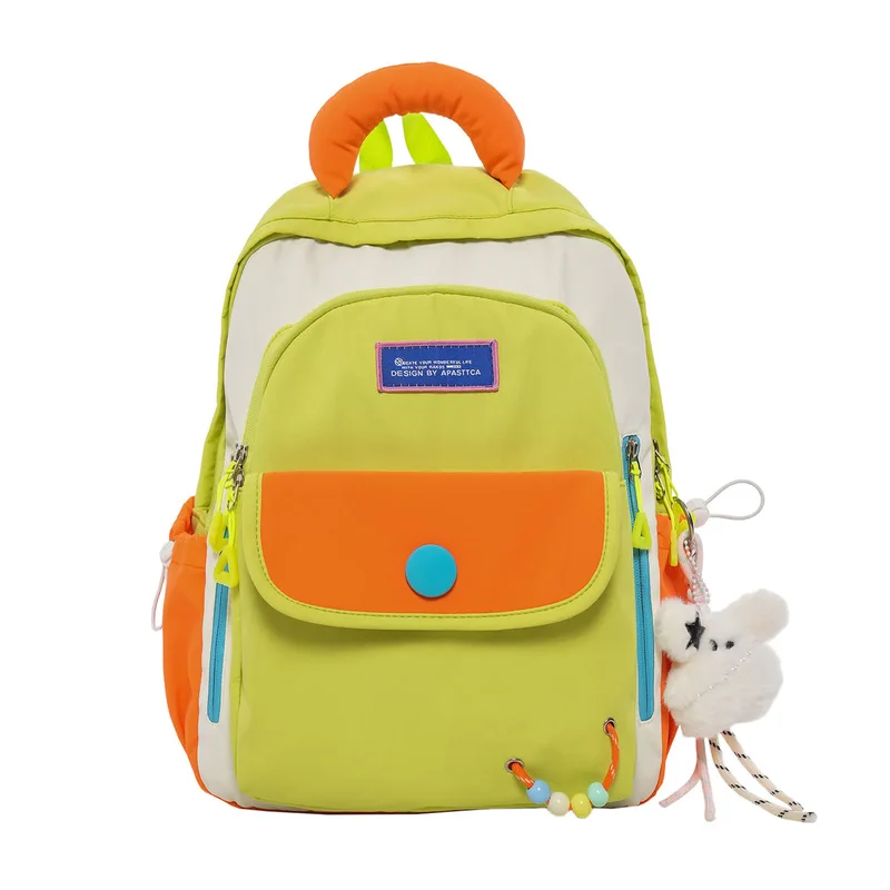 New stylish high-value backpack2026Two-tone backpack for elementary school students, cartoon school backpack for grades three to