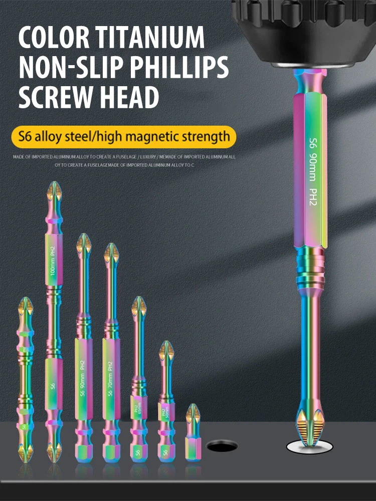 Non-Slip Magnetic Screwdriver Bit Set Hex Shank Phillips/Cross Head Strong Wind Batch Screwdriver Drill Bit