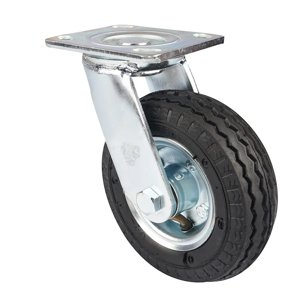 1 Pc 6-inch Galvanized Inflatable Rubber Universal Wheel Wear-resistant Car Luggage Cart Caster