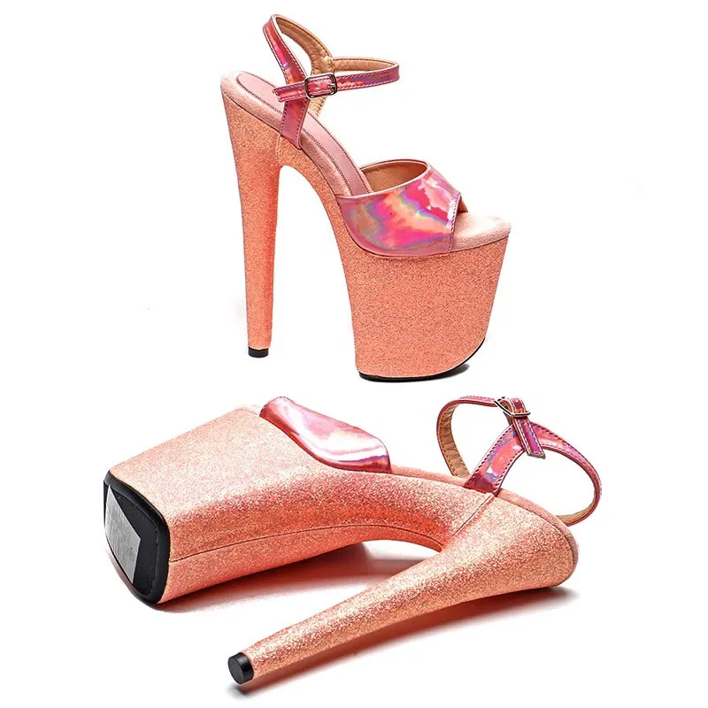 Fashion 20CM/8inches PU Upper Plating Platform Sexy High Heels Sandals Pole Dance Shoes 302