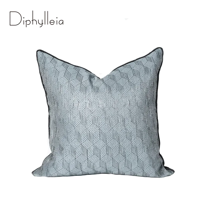 Diphylleia Modern Simplicity Throw Pillow Covers 3D Geometric Jacquard Exquisite Cushion Cases 50x50cm Teal Gray Yellow Orange
