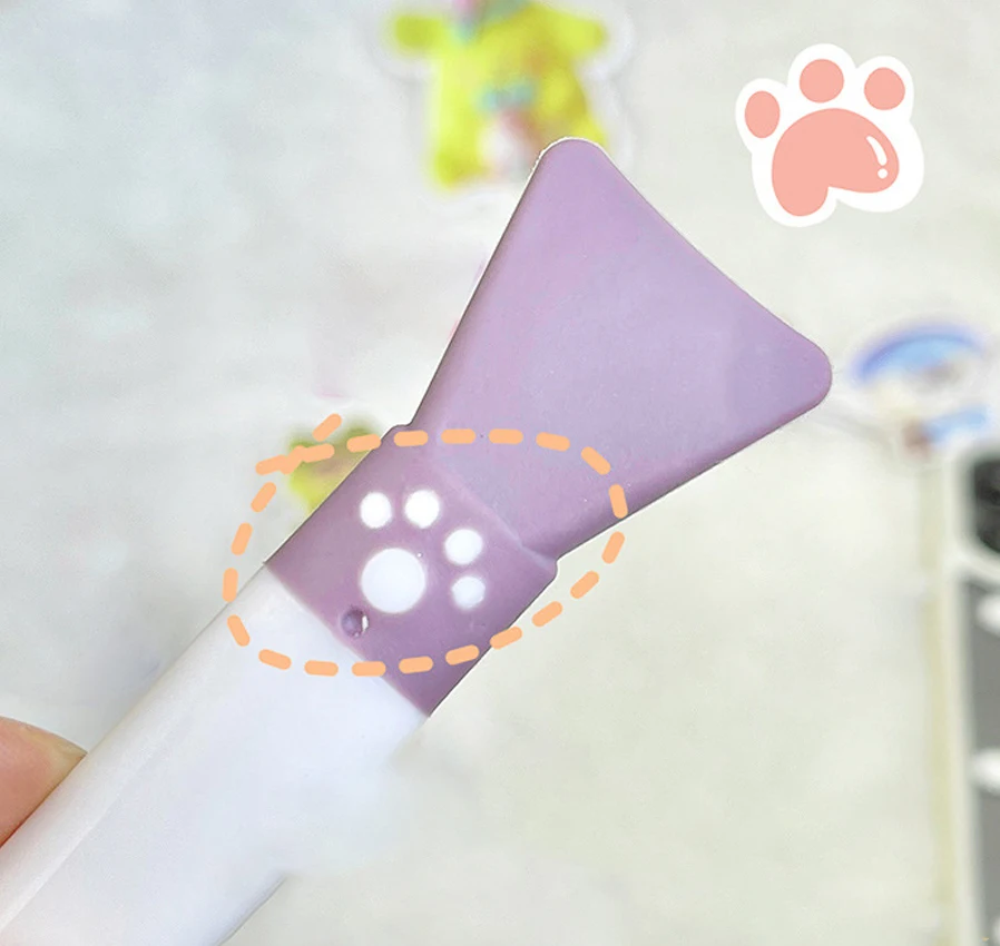 Raspador aplicador de mascarilla Facial de silicona, cepillo facial de pata púrpura, herramientas de cuidado de la piel DIY de belleza de doble cabeza, 1 ud.