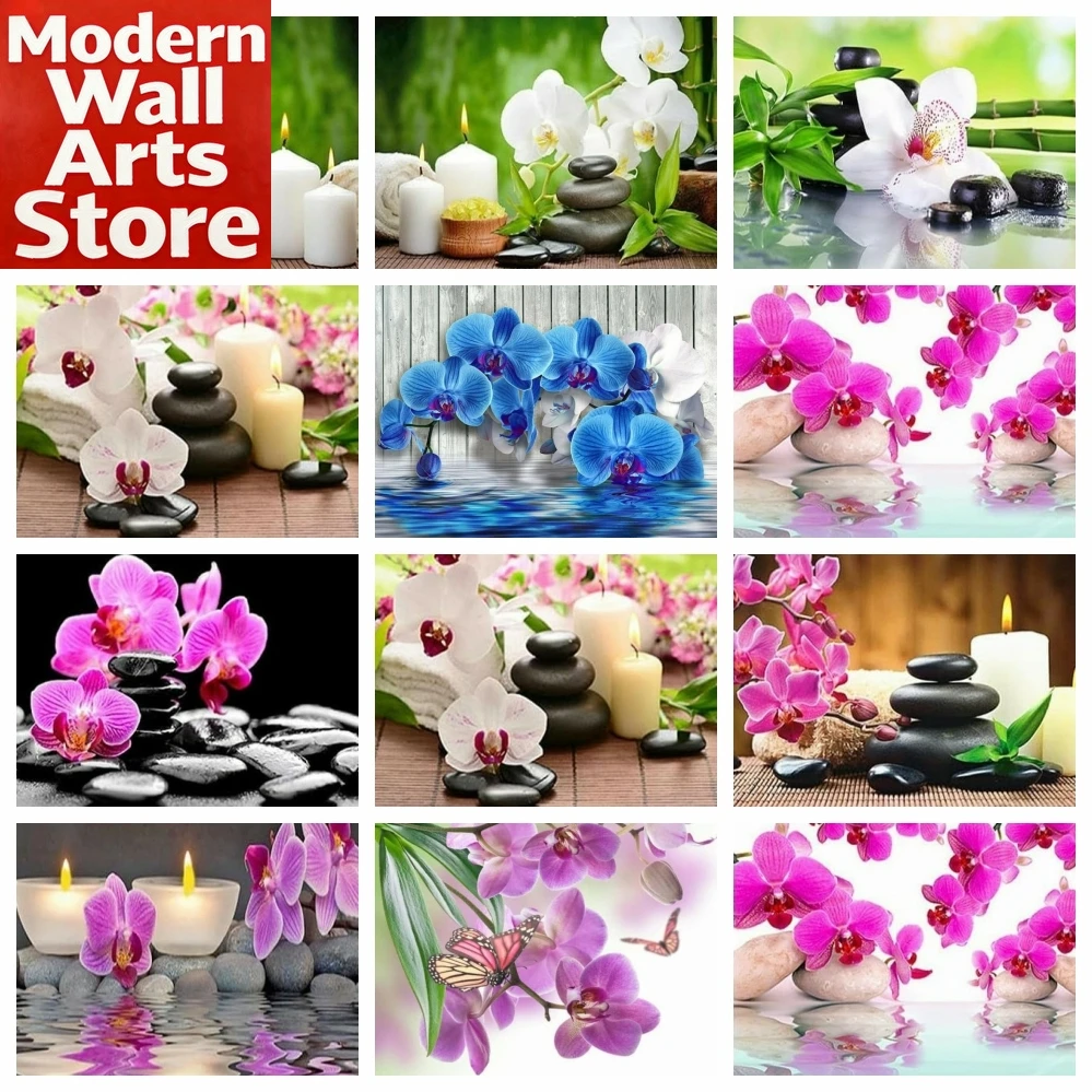 

Diamond Painting Orchid Stone Flower Cross Stitch Picture Of Rhinestones Diy Gift Embroidery Sale Floral 30x40cm,unframe