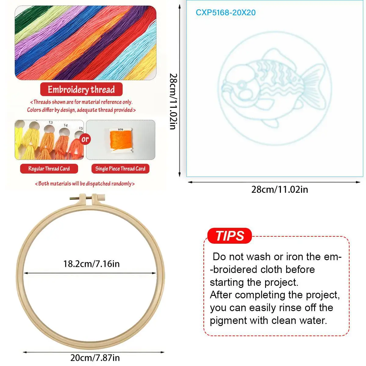 1 Stück 20X20CM/15X15CM 7,87/6,3 Zoll Fußball-Blumen-Stickerei-Starter-Kit DIY-Stickerei-Set Handarbeiten Malerei – Detail 4