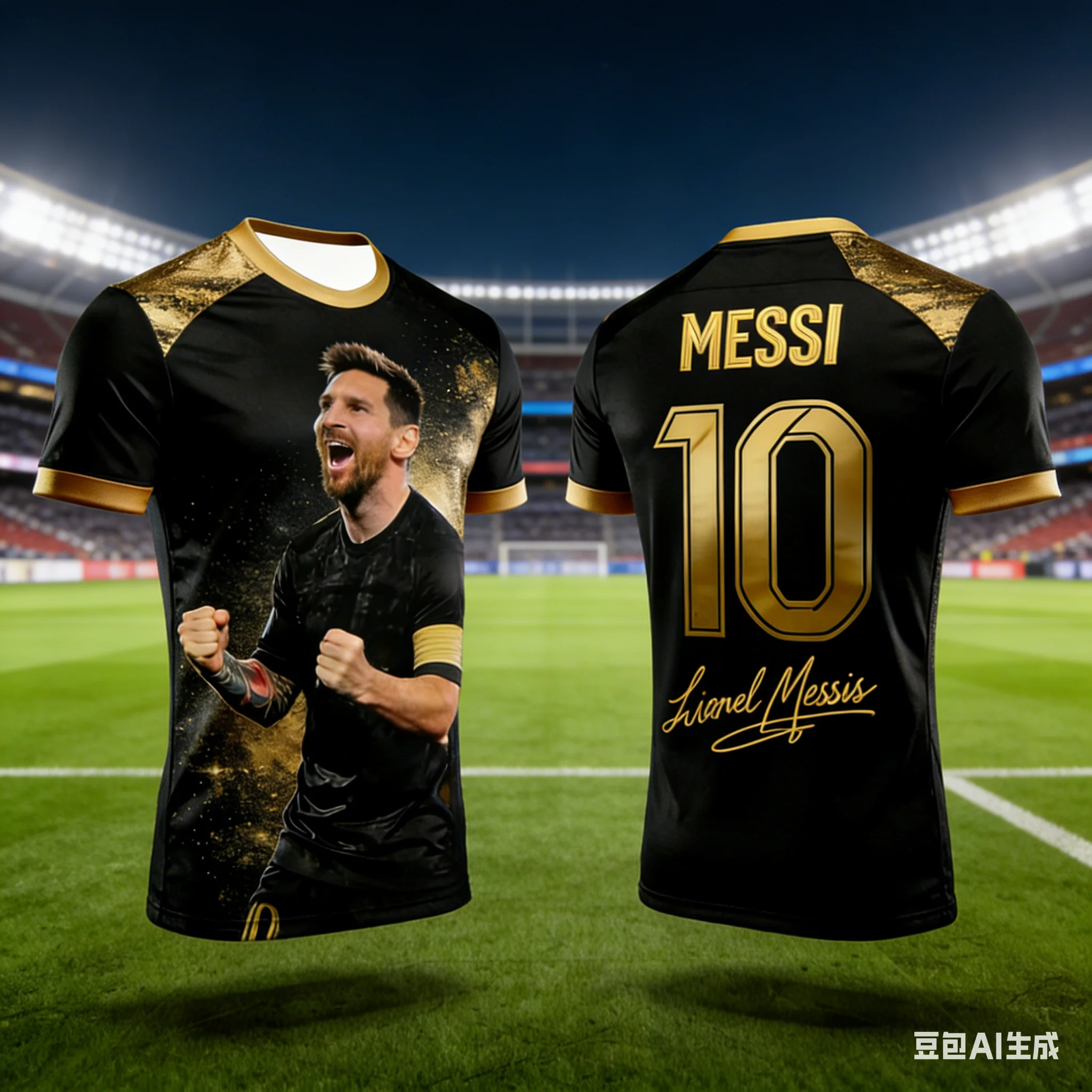 2026 AI New Messi No.10 New 3D Celebration Shirt Fitness Training Competition Quick Drying Sportswear Summer Men's T-shirt Large