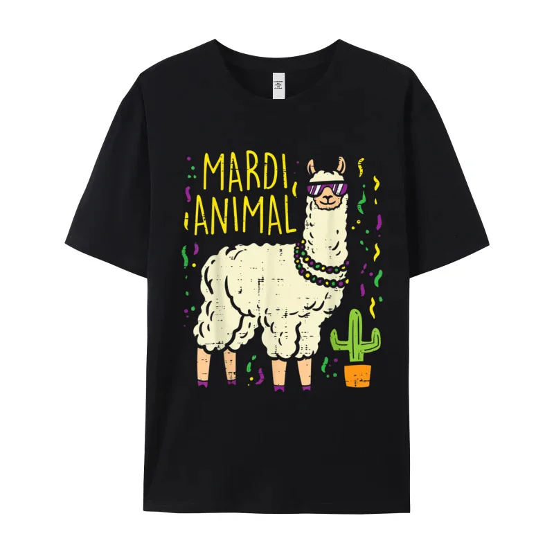 Mardi Gras Llama Party Animal Men's Discount Gift Tees O-Neck VALENTINE DAY Cotton T Shirts Slogan Short Sleeve Tops Shirt