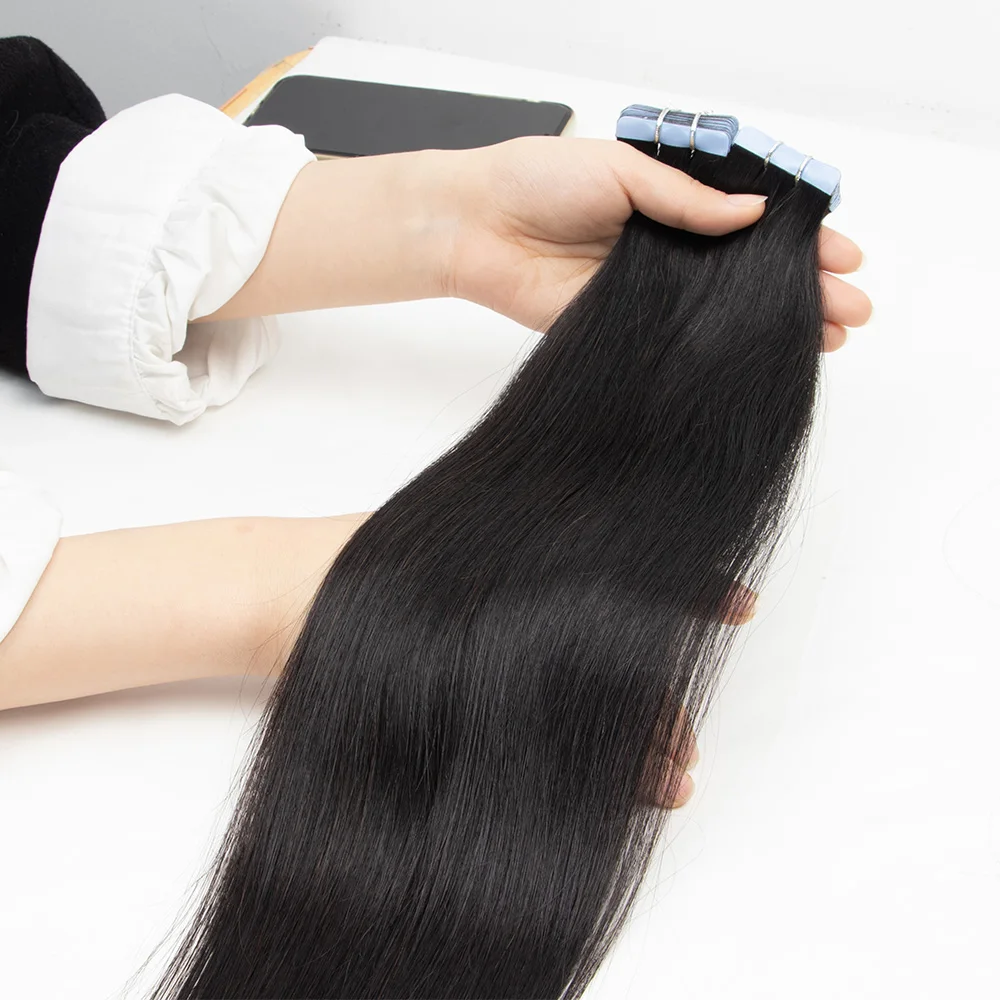 Rechte Tape In Hair Extensions Menselijk Haar Onzichtbare Huid Inslag Tape Natuurlijke Zwarte Zijdeachtige Rechte Ins Hair Extensions 20 Stks/pak