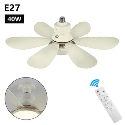 40W ışıklı tavan fanı E27 taban LED lamba soğutma elektrikli Fan w/uzaktan kumanda 3 hız dim büyük Fan yatak odası oturma odası için