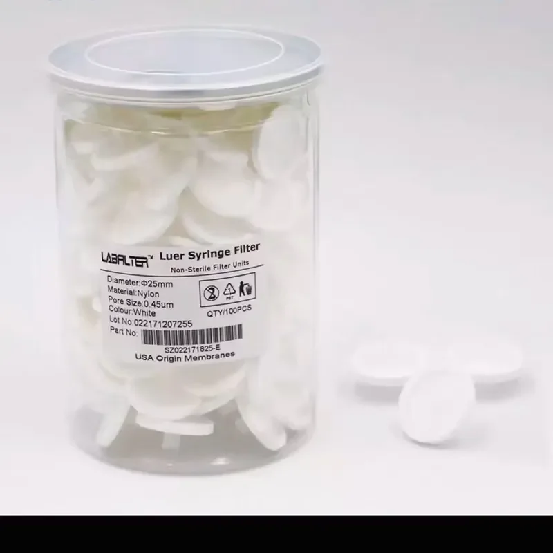 Nylon And PVDF Filter One time Use Filter 25MM 0.45UM