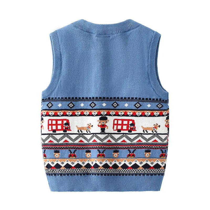 0-3Year Boys Knit Vest Spanish Children Clothes Kids Knitted Sweater Sleeveless Baby Girl Jumper Autumn Newborn Pullover Clothes