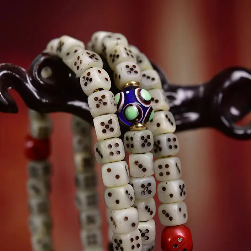 

108 Of Buddhist Prayer Beads Multi-Circle Bracelet Cow Bone Three-Way Agate Accessories