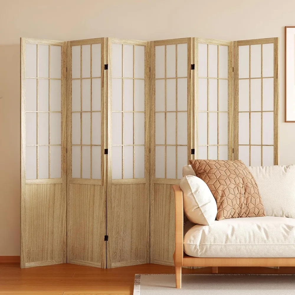 

Room Divider, 66.9Inch Tall Japanese Shoji Style Folding Wood Screen with Double Hinges for Home Office Bedroom Hotel