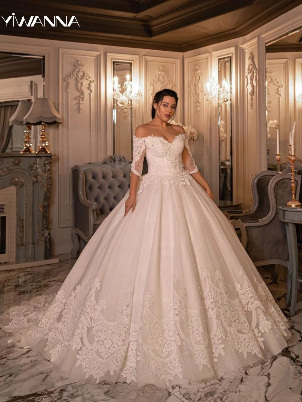 Vestido De Novia clásico con Apliques De encaje, vestido De Novia elegante con hombros descubiertos, vestido De baile blanco, vestido largo De Novia, Vestidos De Novia