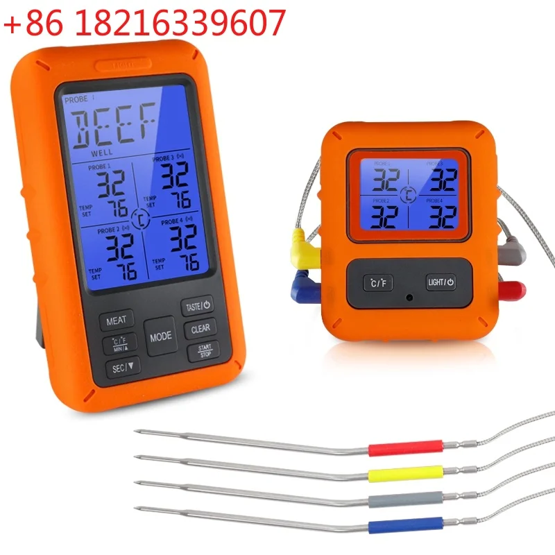 YAO 100M Wireless Food Kitchen Thermometer 4 Probe For BBQ Smoker Grill Oven Timer Alarm Waterproof Instant Read Meat Thermomete