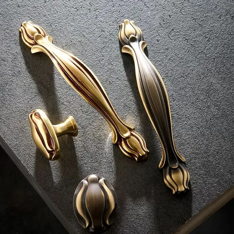 Retro 10PCS Solid Brass Antique Furniture Handles Drawer Pulls Cupboard Wardrobe Closet Bookcase Dresser Cabinet Pulls Knobs