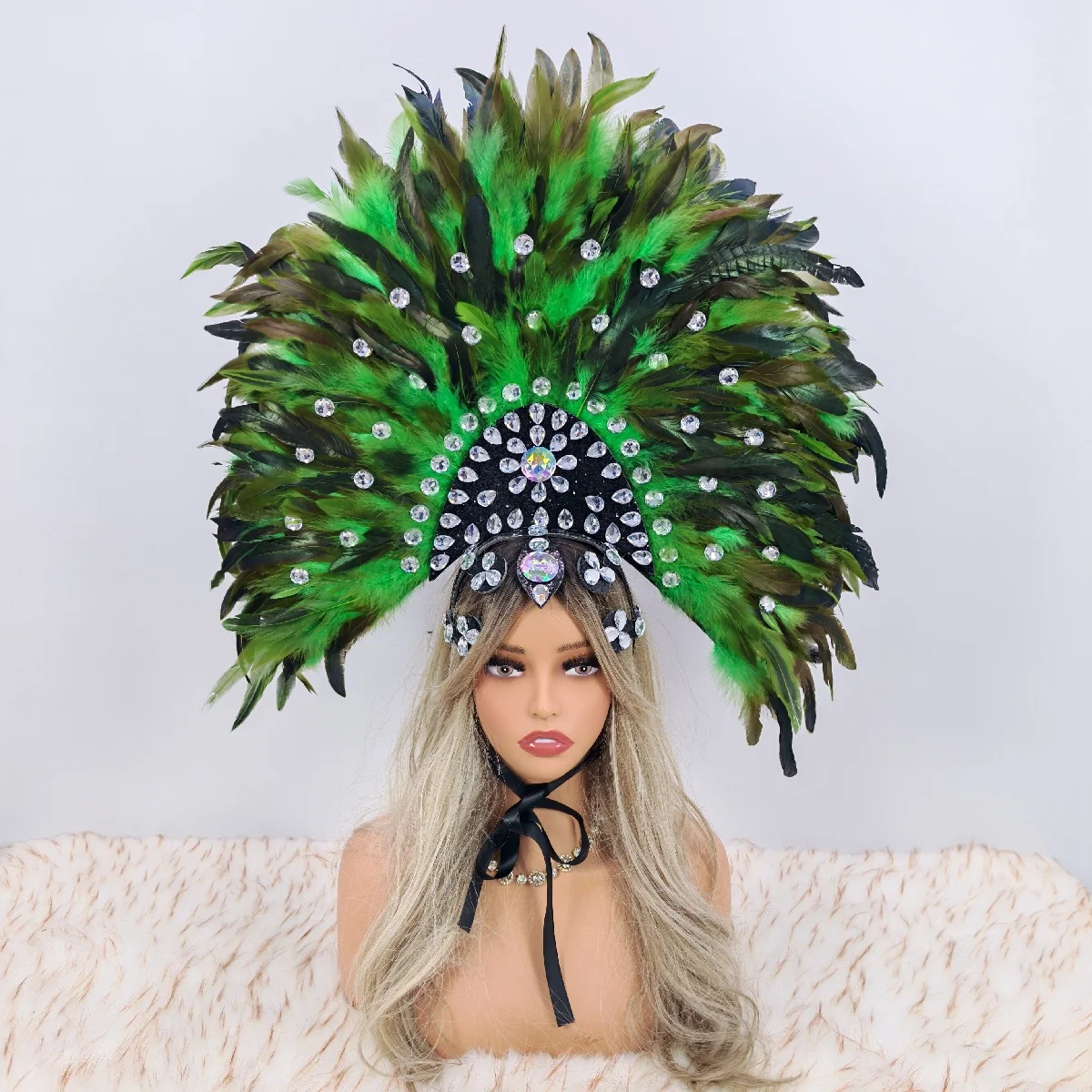 Luxury Party Headdresses, Feather Cosplay Designer Punk Halloween Costumes, Carnival Feather Punk Party Costumes and Accessories