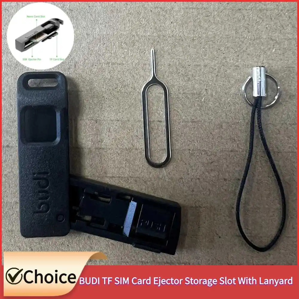 

BUDI Anti-Lost SIM-карта, игольчатый ящик для хранения, универсальный стальной эжектор для мобильного телефона, лоток для SIM-карты TF, брелок для ключей