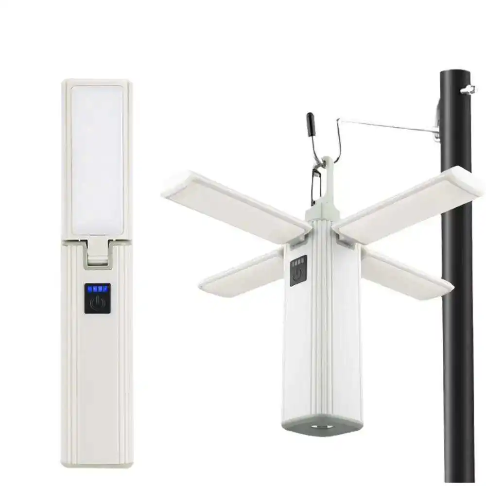 4-in-1 tragbare, wiederaufladbare Campinglampe, Zeltleuchter, extrem langlebige Multifunktions-Taschenlampe, Powerbank, zusammenklappbare Handlampe
