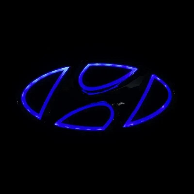 For Hyundai LED Light Up Car Emblem Badge Sticker Front & Rear Logo Decal For Tucson Elantra Kona Santafe Verna Veloster Accent - view 3