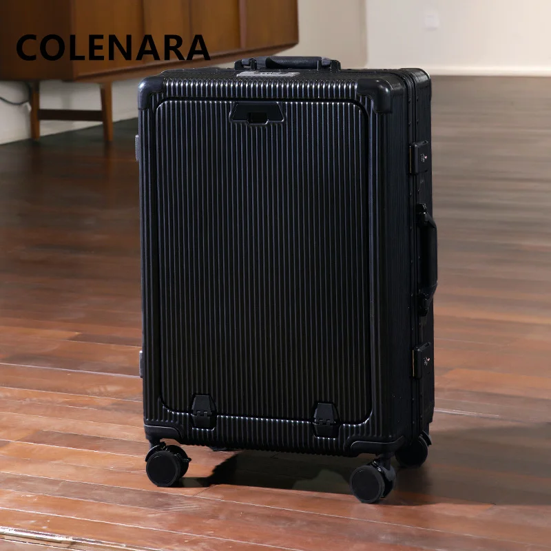 COLENARA 20"PC Suitcase Laptop Boarding Case 24 Inch Front Opening Boarding Case Women's Universal Wheel Rolling Luggage