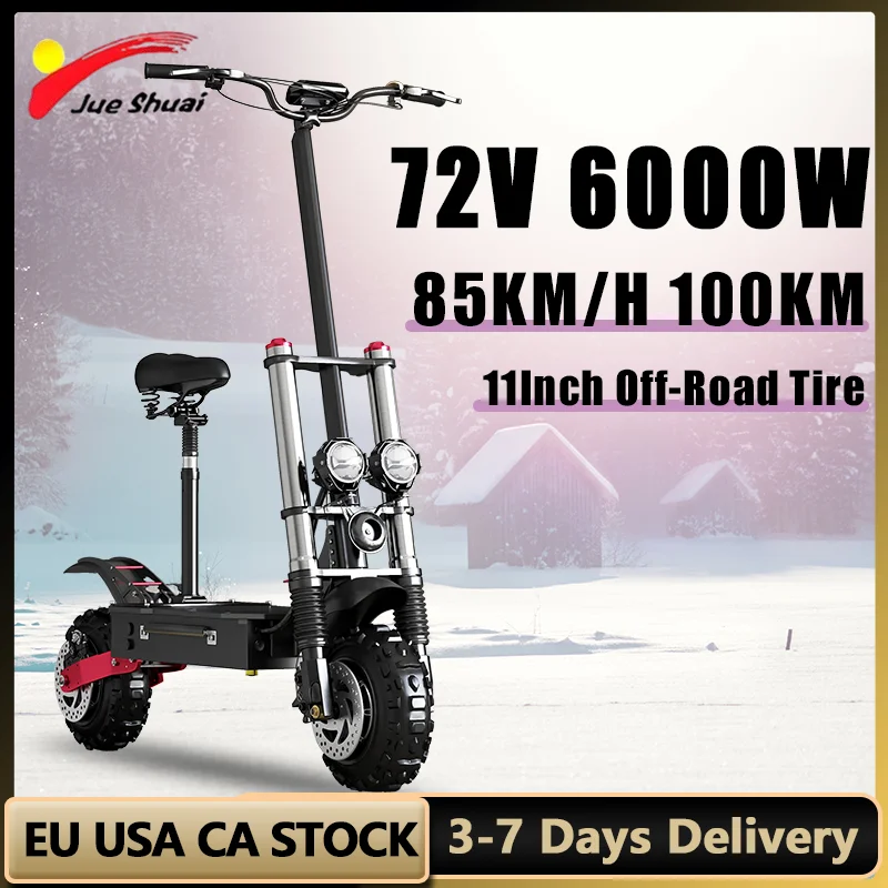 85KM/H Quick Speed Electric Scooter 6000W Powerful Dual Motor E Scooter 11''Off-Road Tire электро самокат 200KG Max Load