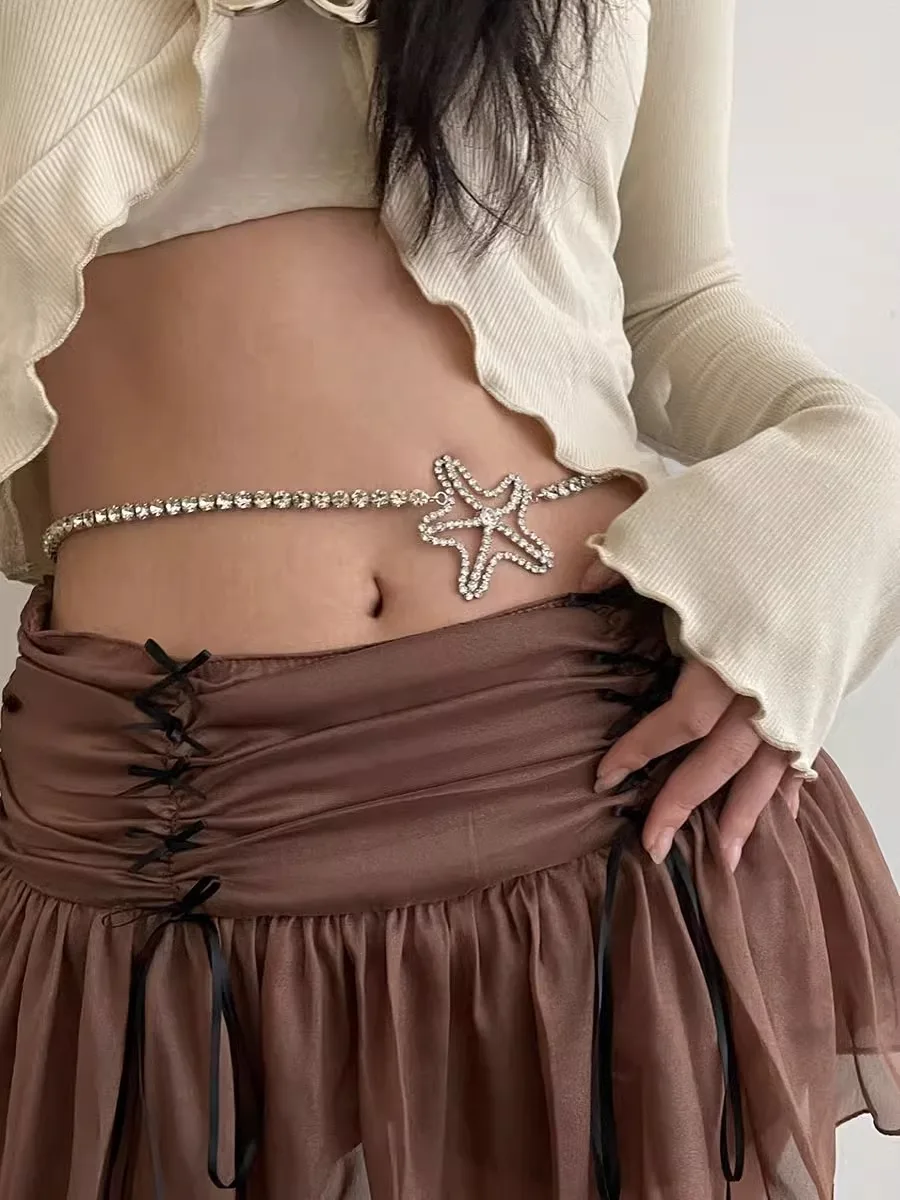 

Поясная цепочка со звездами и бриллиантами для женщин, модный универсальный высококачественный пояс для похудения