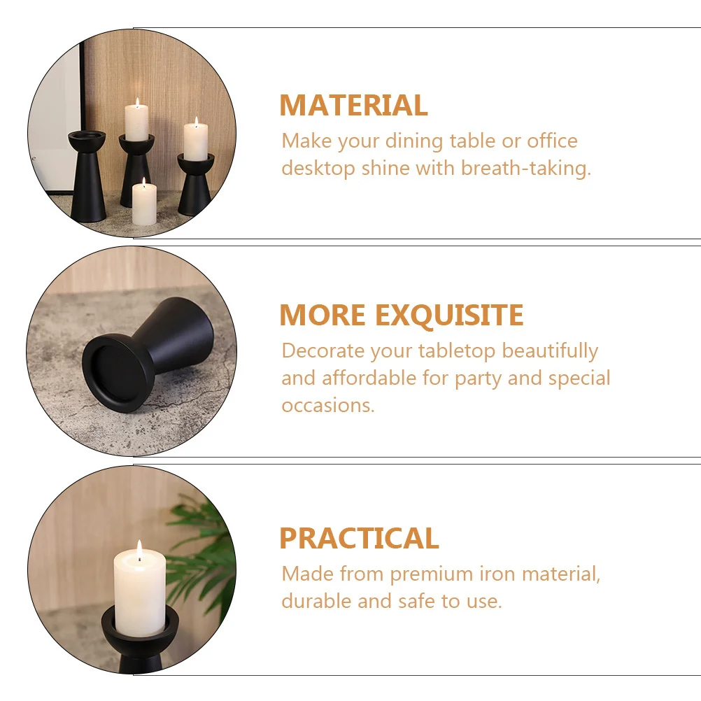 

Iron Candlestick Premium Material Rustic Frosted Finish for Wedding Party Decor Taper Holder Vintage Desktop Adornment