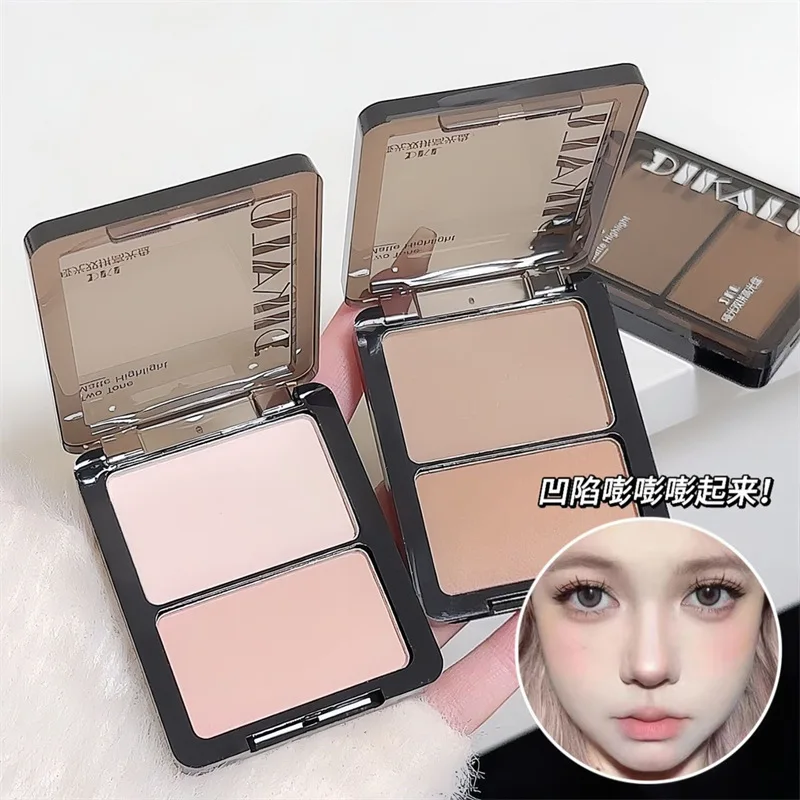 2 In 1 Highlighter Contour Palette Dual Color Face Makeup Matte Shimmer Powder Brightening Shaping Stereo Facial Cosmetic