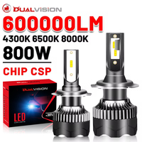 Dualvision H4 LED H7 Canbus 600000LM 800W CSP Chips 4300K 6500K 8000K H1 H11 H8 HB3 9005 HB4 9006 2PCS Car Lights Mini Diode 12V