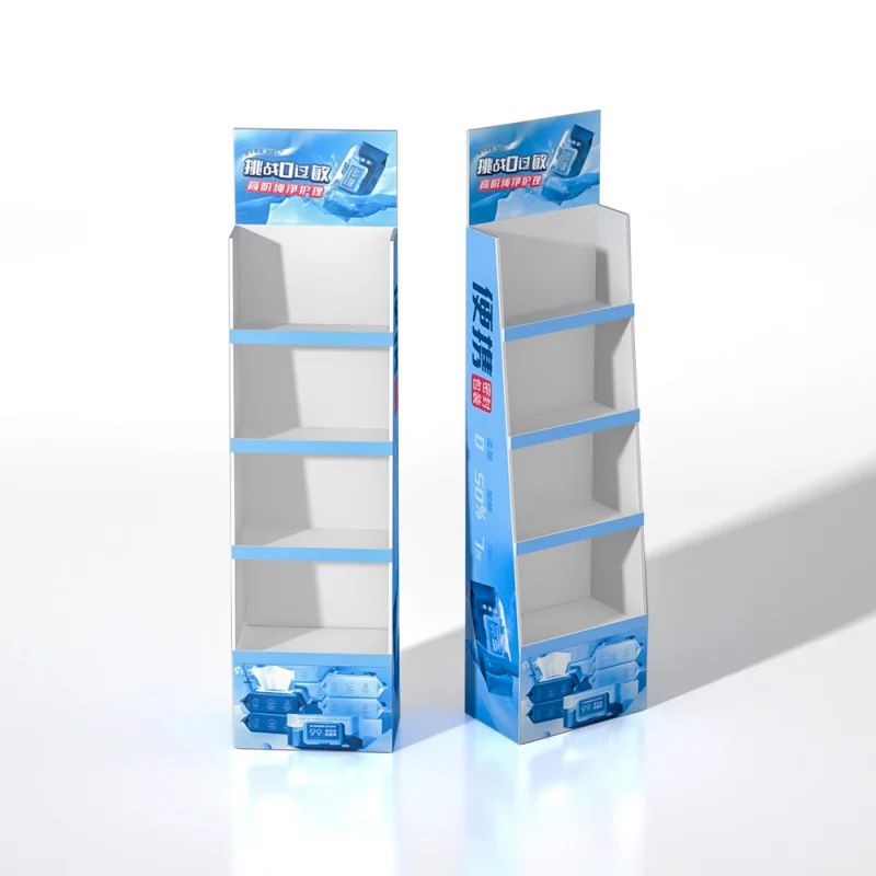 custom.Eye-Catching Retail Cardboard Display Tower Custom Floor Promotion Rack Supermarket Store Cosmetics  Daily Neces