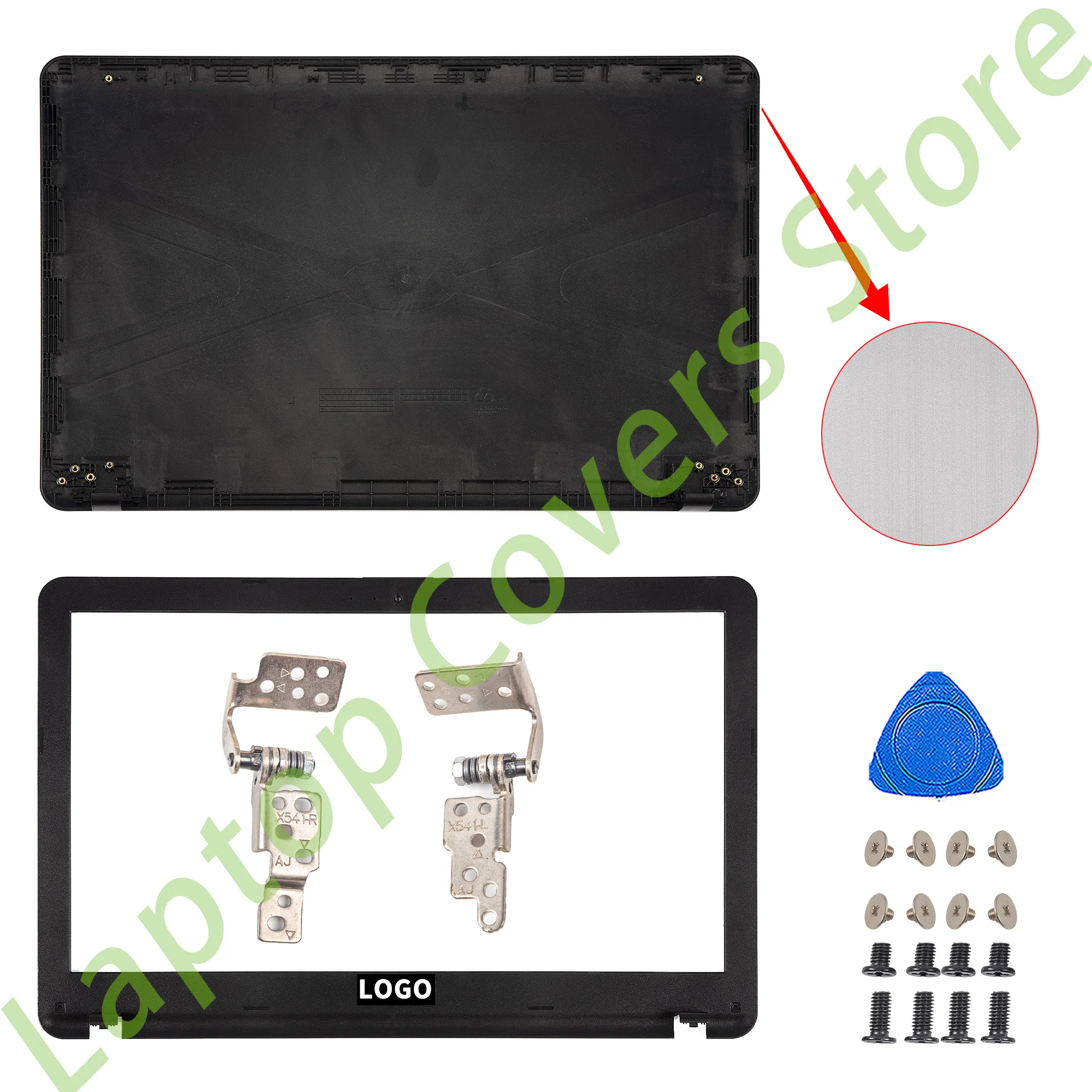 New For X541 X541U R541 R540 A540 VM592 VM520U LCD Back Cover Front Bezel Hinges Parts Replace Black/Silver