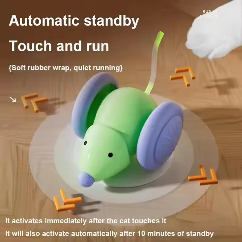 Electric Mouse Car Interactive Cat Toy Automatic Rechargeable Intelligent Obstacle Avoidance Teaser Kitten Pet Plaything