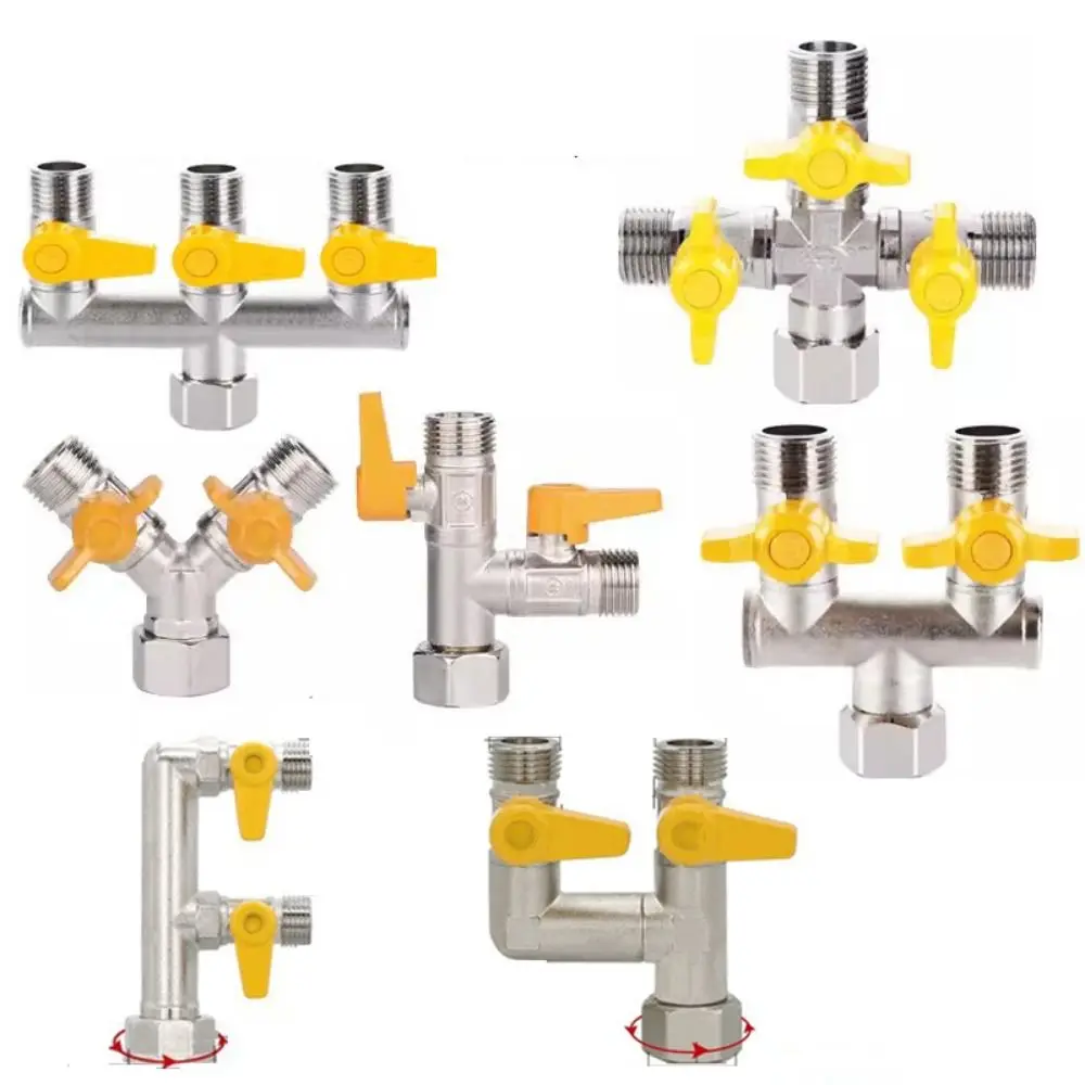 2/3 Switch Brass Diverter Valve Rustproof Thickened Y Shaped Ball Valve 1/2