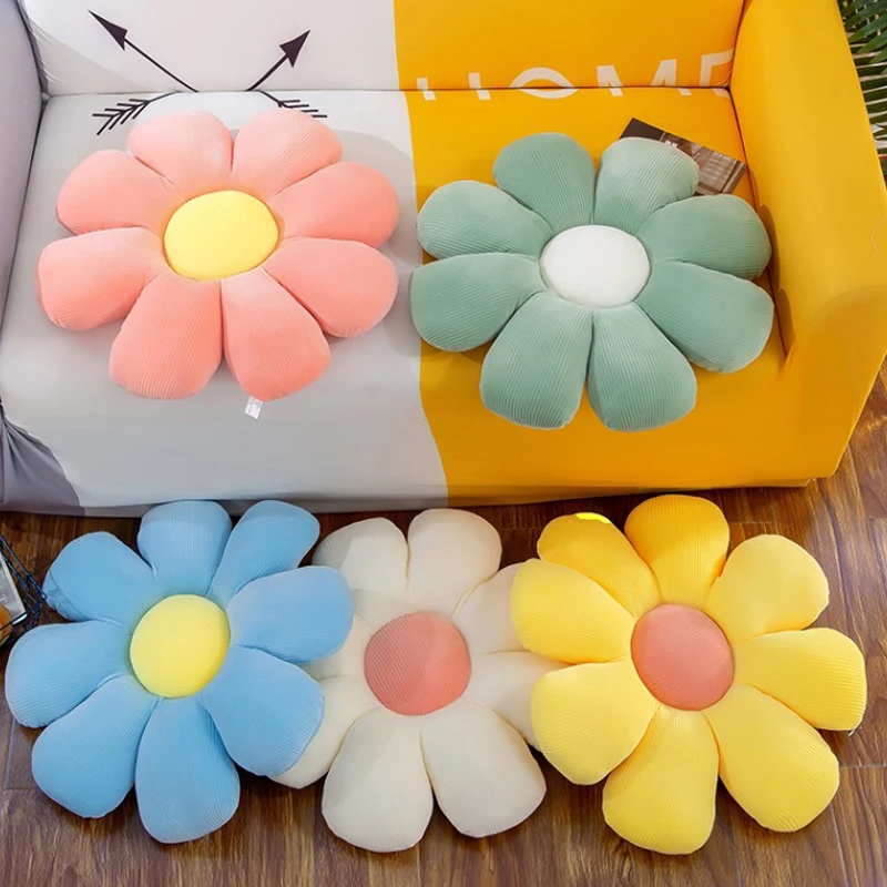 Daisy Flower Plush Cushion Colorful Petal Throw Pillow Plush Toy Sofa Cushion Home Decoration Office Nap Headrest Pillow Gift