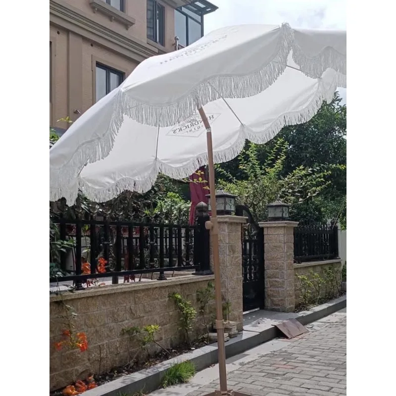 Outdoor Sunshade Umbrella, Outdoor Garden, Cotton Tassel, Lace, Leisure Sunscreen, Courtyard Umbrella